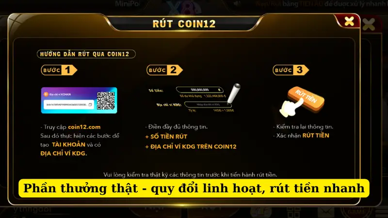 Phần thưởng thật - quy đổi linh hoạt, rút tiền nhanh